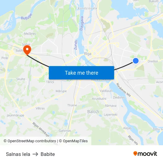 Salnas Iela to Babite map