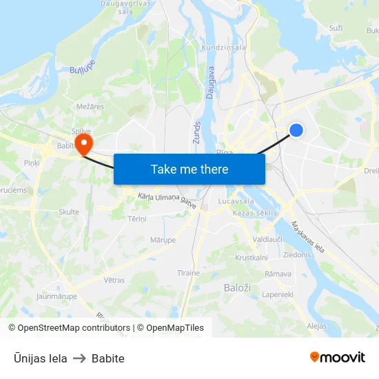 Ūnijas Iela to Babite map