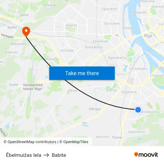 Ēbelmuižas Iela to Babite map