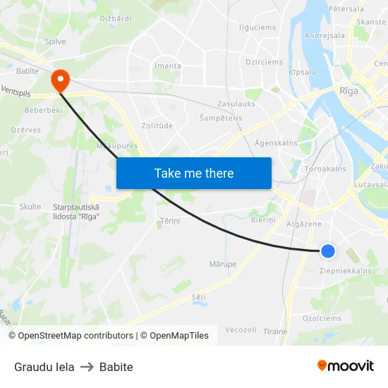 Graudu Iela to Babite map