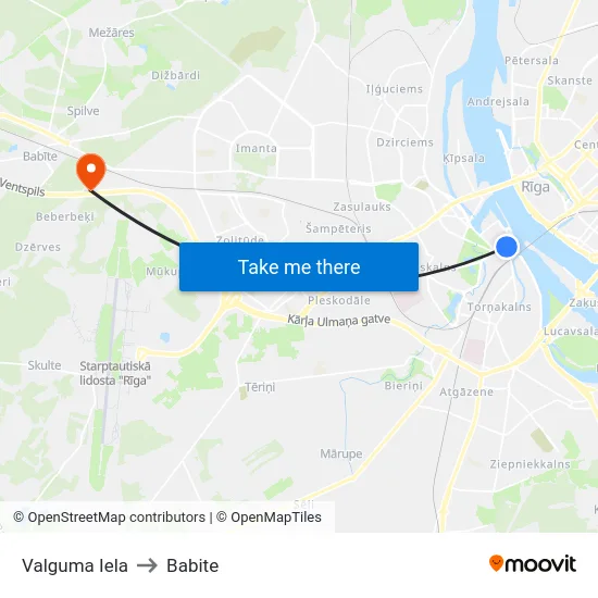 Valguma Iela to Babite map