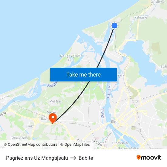 Pagrieziens Uz Mangaļsalu to Babite map
