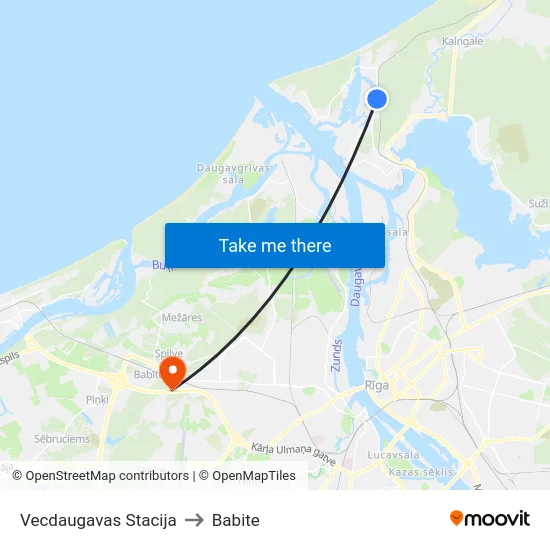 Vecdaugavas Stacija to Babite map