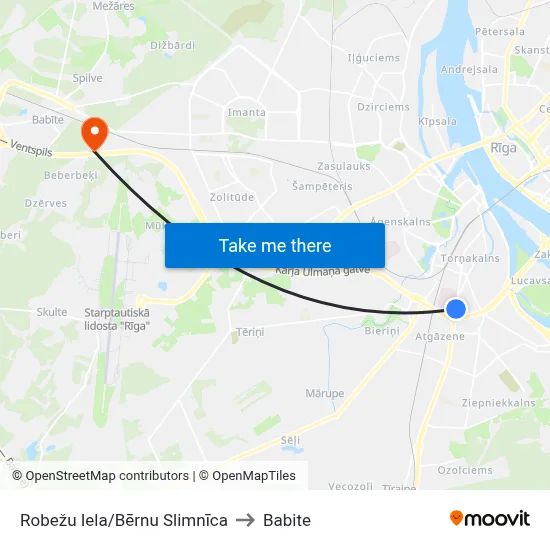 Robežu Iela/Bērnu Slimnīca to Babite map