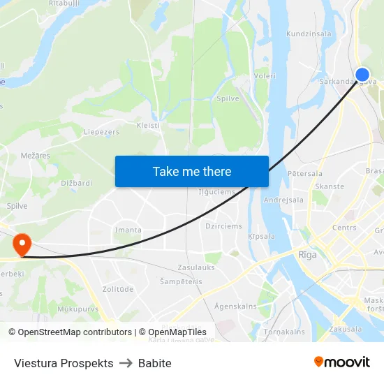 Viestura Prospekts to Babite map