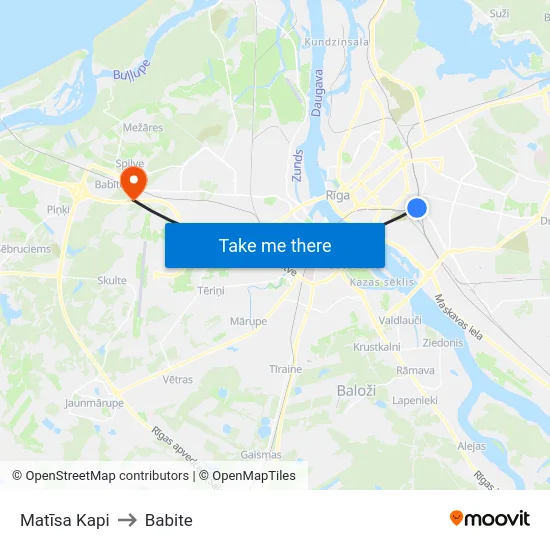 Matīsa Kapi to Babite map