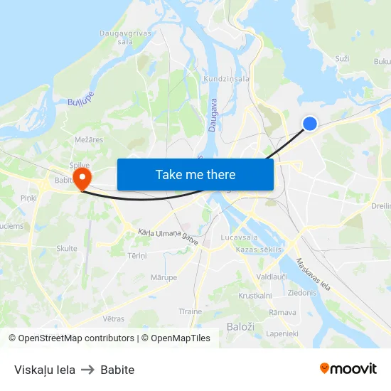 Viskaļu Iela to Babite map