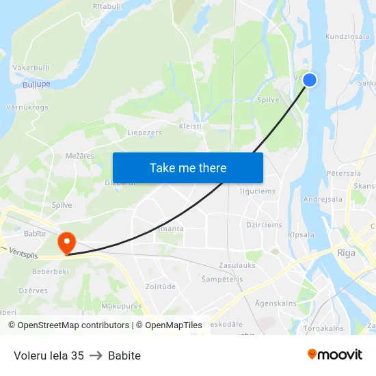 Voleru Iela 35 to Babite map
