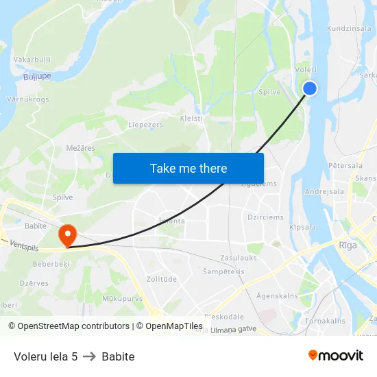 Voleru Iela 5 to Babite map