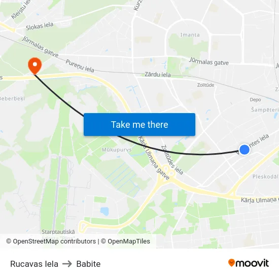 Rucavas Iela to Babite map