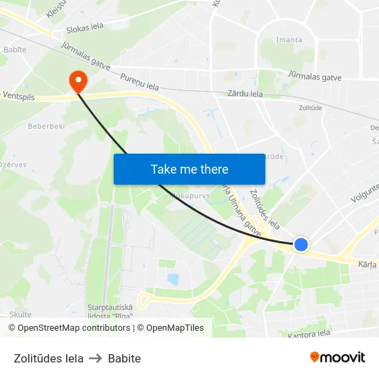 Zolitūdes Iela to Babite map