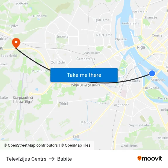 Televīzijas Centrs to Babite map