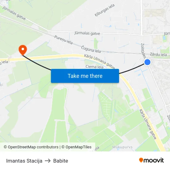 Imantas Stacija to Babite map