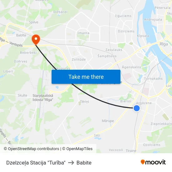 Dzelzceļa Stacija "Turība" to Babite map