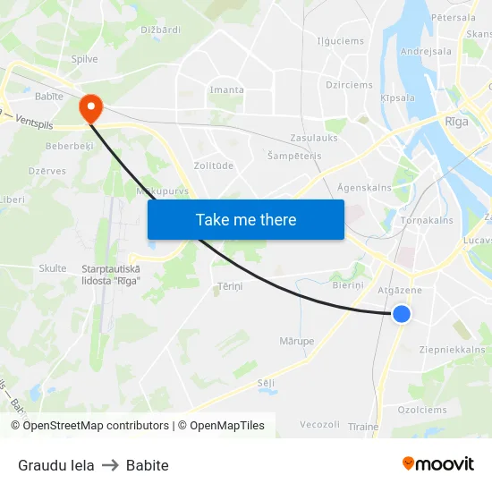 Graudu Iela to Babite map