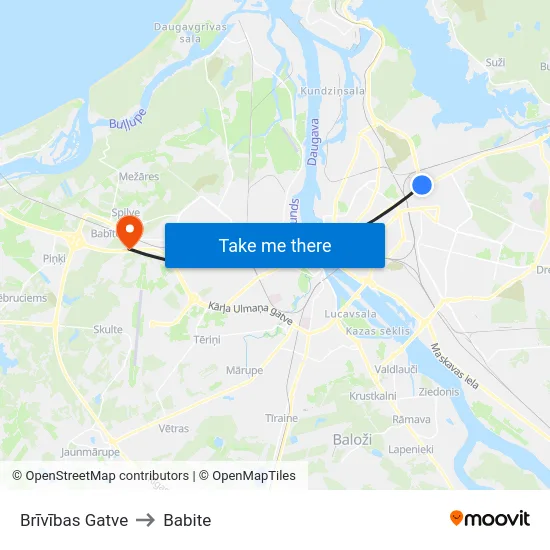 Brīvības Gatve to Babite map