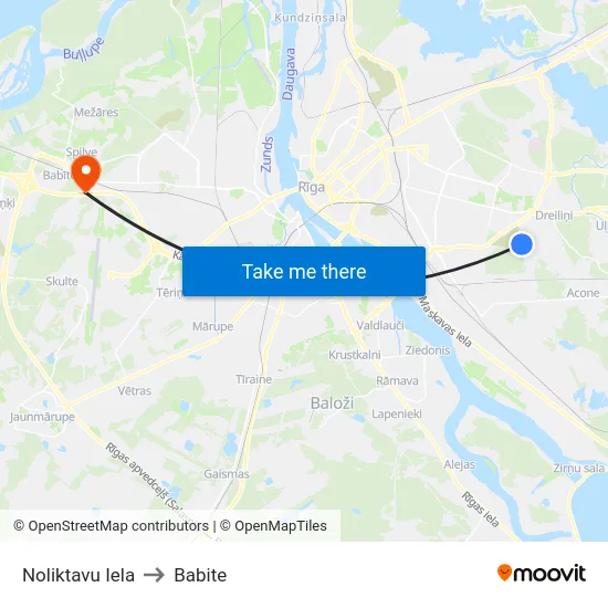 Noliktavu Iela to Babite map