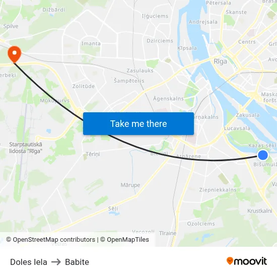 Doles Iela to Babite map