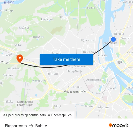 Eksportosta to Babite map