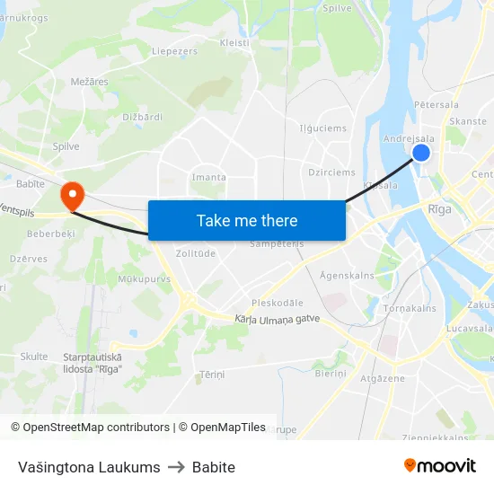 Vašingtona Laukums to Babite map