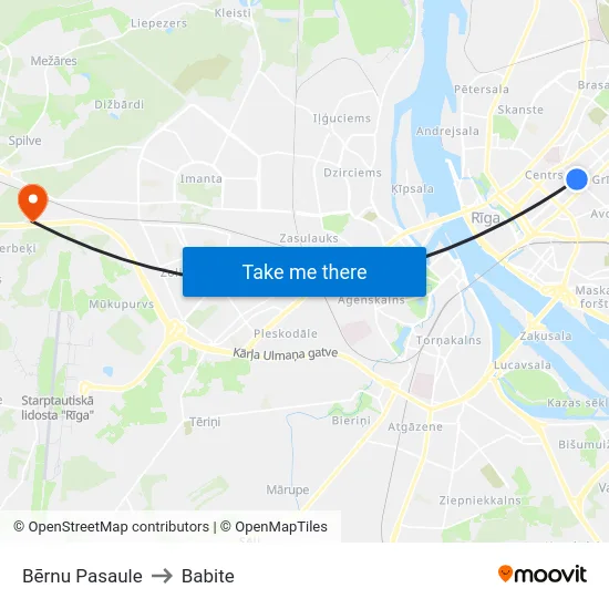 Bērnu Pasaule to Babite map