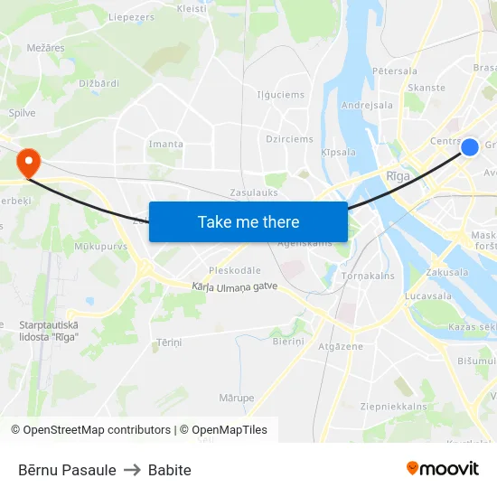 Bērnu Pasaule to Babite map