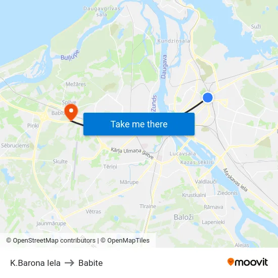 K.Barona Iela to Babite map