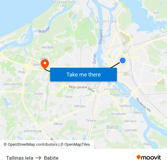 Tallinas Iela to Babite map