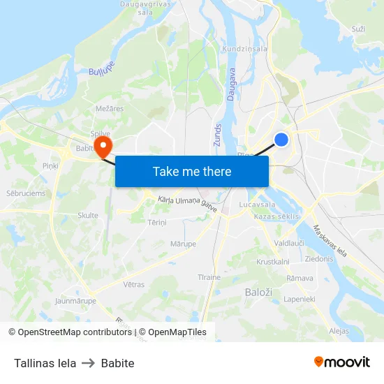 Tallinas Iela to Babite map