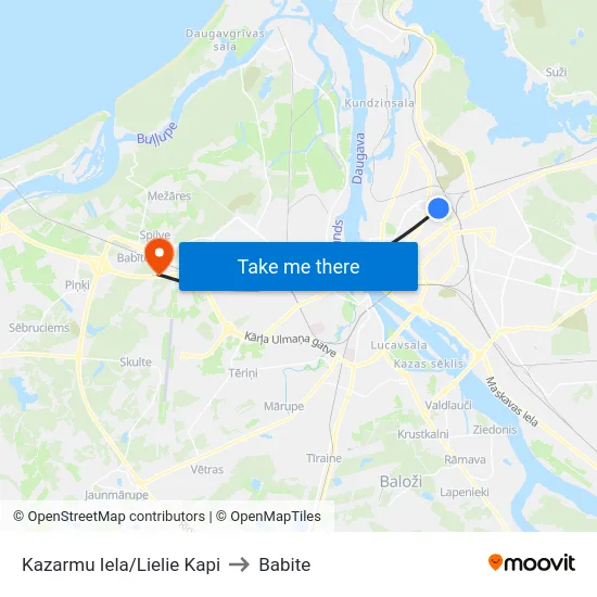 Kazarmu Iela/Lielie Kapi to Babite map