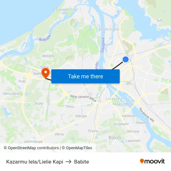 Kazarmu Iela/Lielie Kapi to Babite map