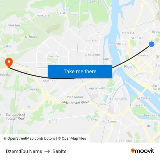Dzemdību Nams to Babite map
