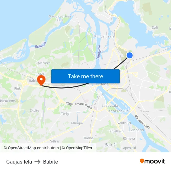 Gaujas Iela to Babite map