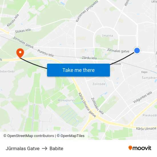 Jūrmalas Gatve to Babite map