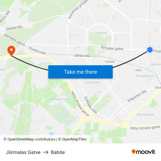 Jūrmalas Gatve to Babite map