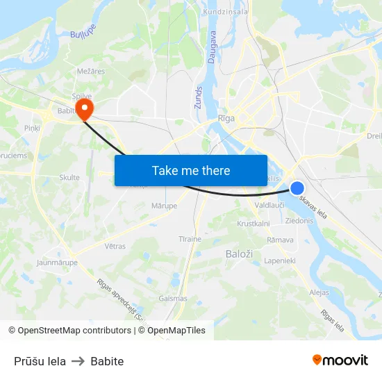 Prūšu Iela to Babite map