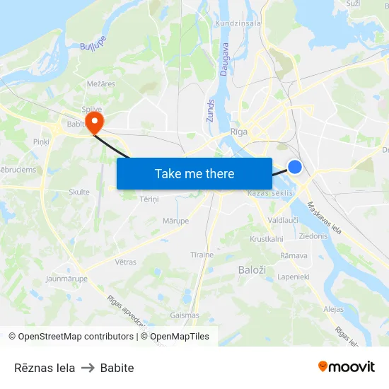 Rēznas Iela to Babite map