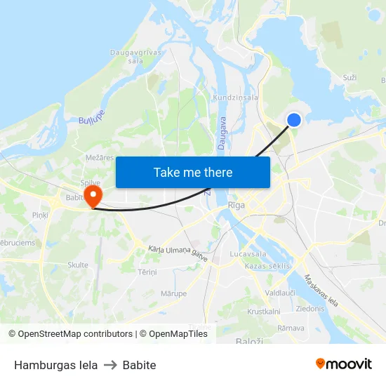 Hamburgas Iela to Babite map