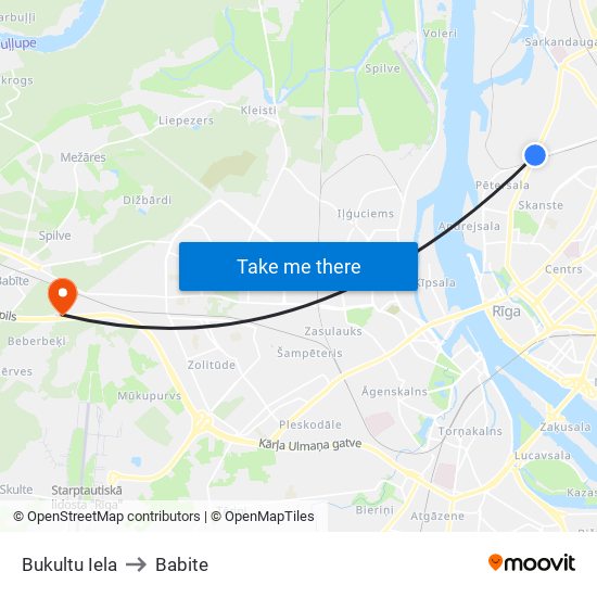 Bukultu Iela to Babite map