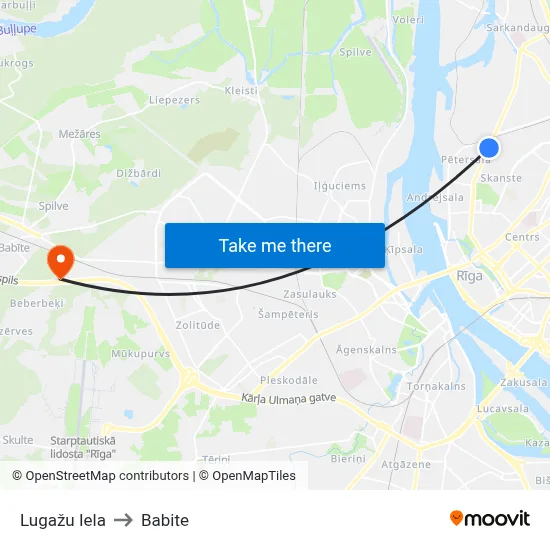 Lugažu Iela to Babite map