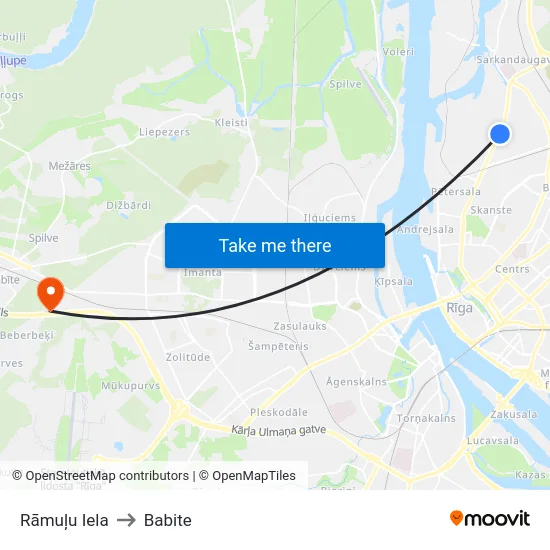 Rāmuļu Iela to Babite map