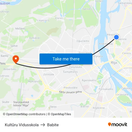 Kultūru Vidusskola to Babite map