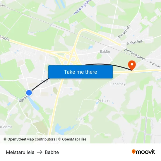 Meistaru Iela to Babite map