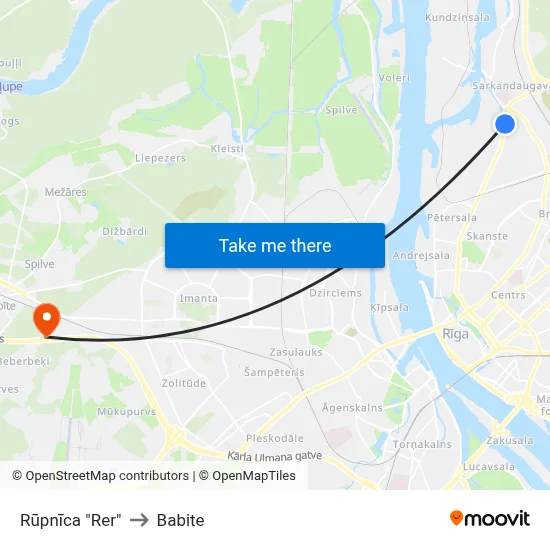 Rūpnīca "Rer" to Babite map