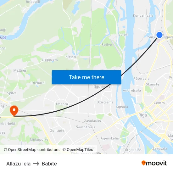 Allažu Iela to Babite map