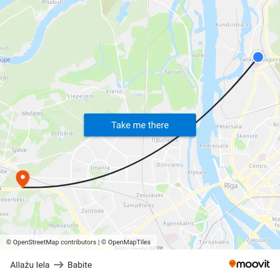 Allažu Iela to Babite map