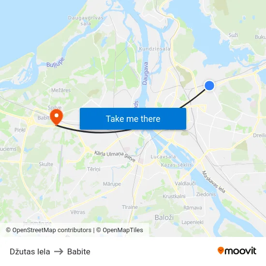 Džutas Iela to Babite map
