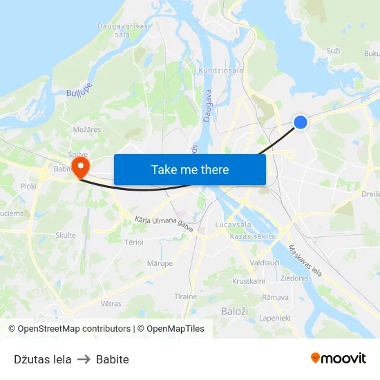 Džutas Iela to Babite map