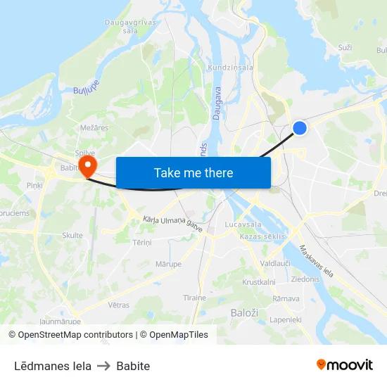 Lēdmanes Iela to Babite map