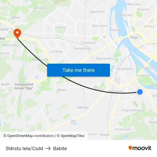Stērstu Iela/Csdd to Babite map
